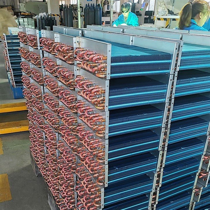 Copper Tube Plate Fin Split Ac Cooling Coil Condenser
